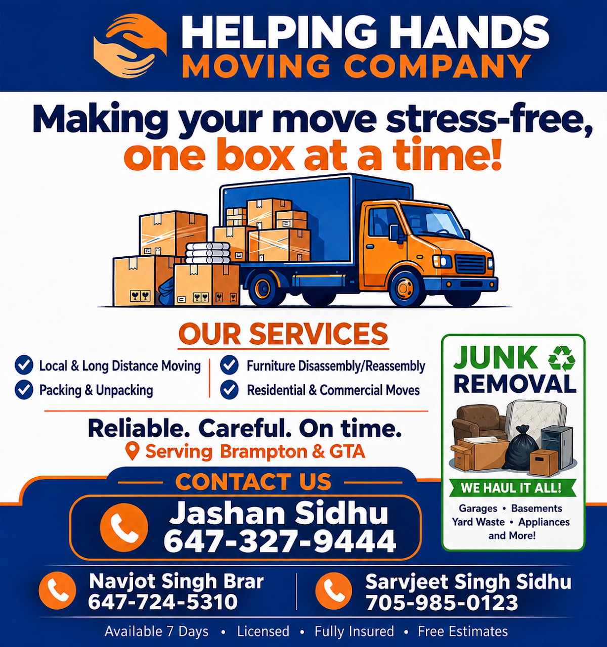 Helping Hands Moving Company and junk removal